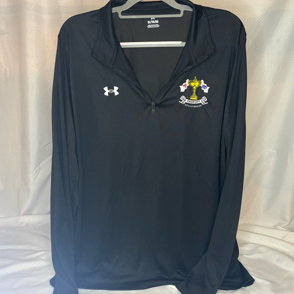 NWT Under Armour Black Quarter-Zip Pullover with Embroidered Crest